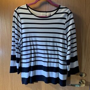 Chico's Classic Black and White Striped Long Sleeve Top - Size 1